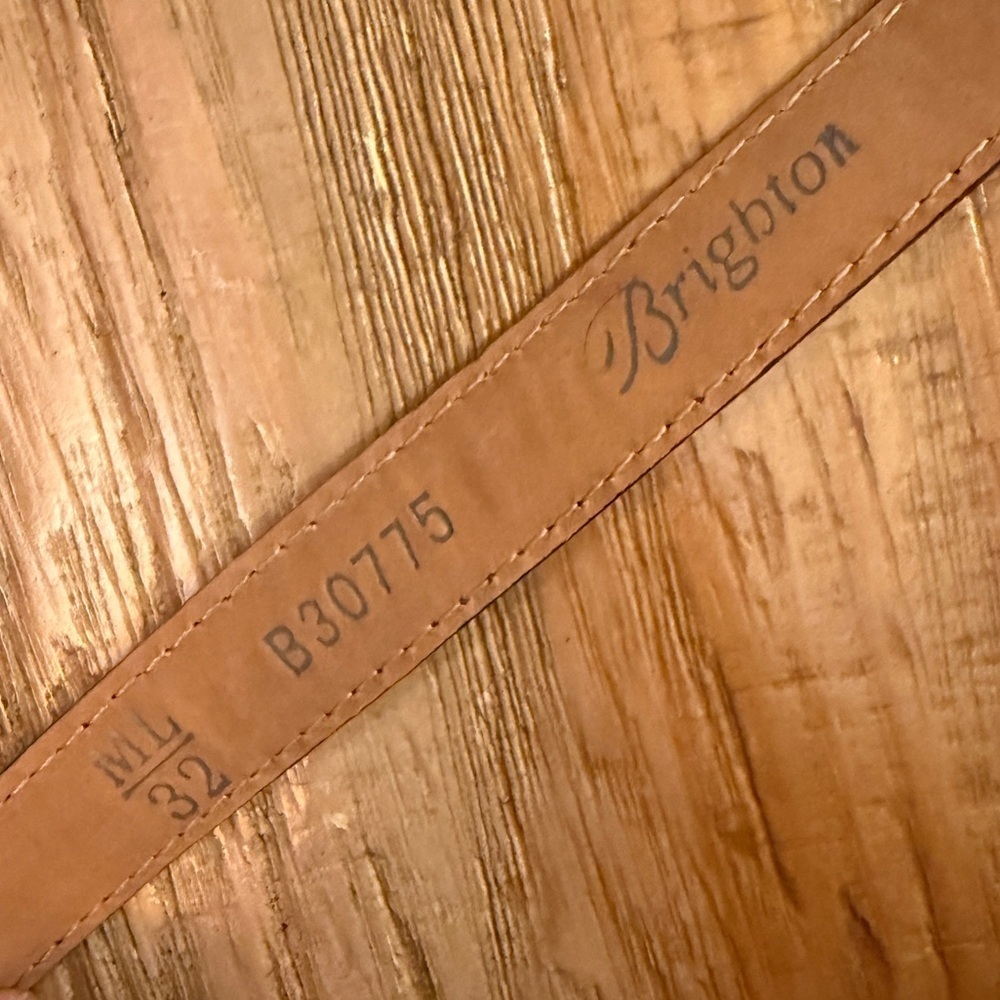 Brighton Brown Croc-Embossed Belt Ornate Silver Buckle Leather & Charm Chain Mix - Picture 4 of 9